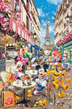 EPOCH 1000-piece jigsaw puzzle, Disney puzzle decoration collage, Mickey & Friends - Paris Journey - (50 x 75 cm), 97-714s, includes glue, spatula, and decoration stickers.