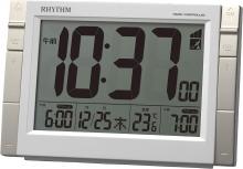 RHYTHM Alarm Clock Radio Clock Electronic Sound Alarm Temperature Calendar with Light 8RZ223SR03