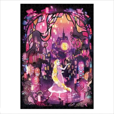 Tenyo (Made in Japan) 500 Piece Stained Art Gyutto Series Jigsaw Puzzle Disney Tangled Flickering Lights in the Night Sky (25 x 36 cm) DSG-500-626 Service Card Included